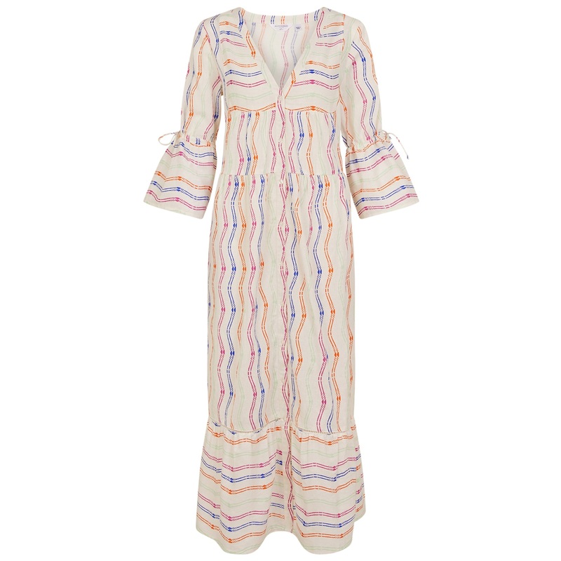 Accessorize London Women's Multi Stripe Flute Sleeve Dress Medium