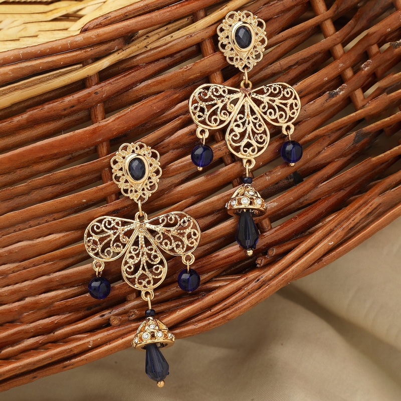 Accessorize London Women's Navy Filigree Long Drop Earring