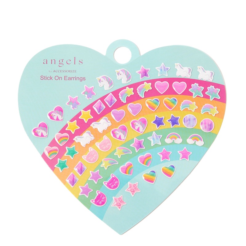 Heart Rainbow Stick On Earrings
