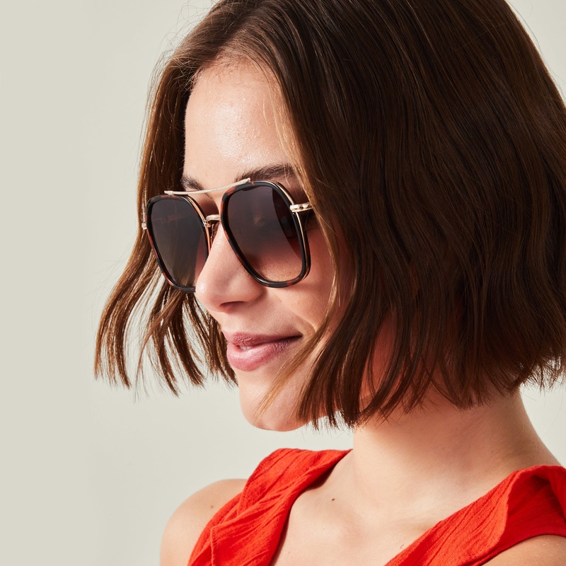 Metal Tortoiseshell Aviator Sunglasses