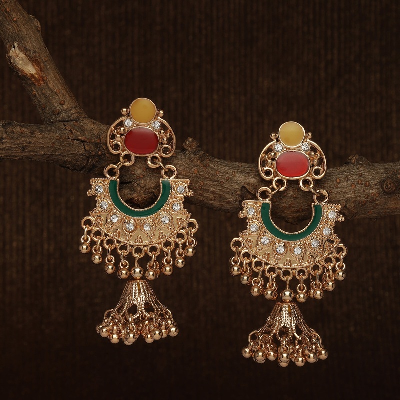 Accessorize London Multi Color Gold Jhumkas