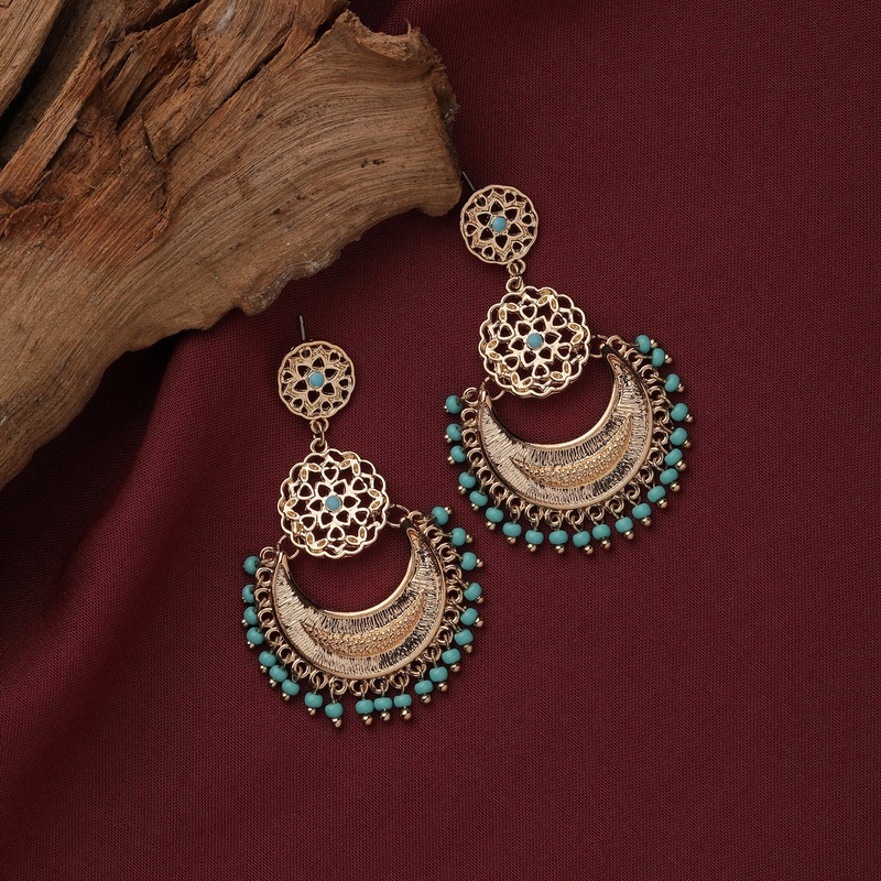 Accessorize London Turq Gold Plated Chandbalis Metal Chandbali Earring