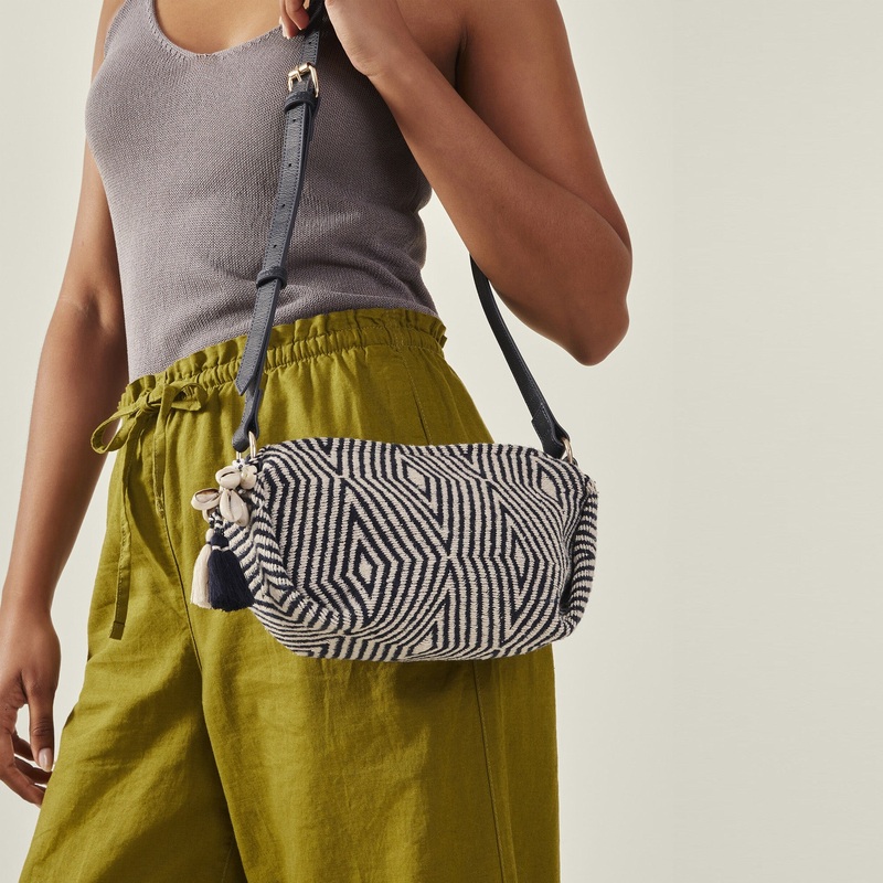 Accessorize London Women's Blue Geometric Sling Bag