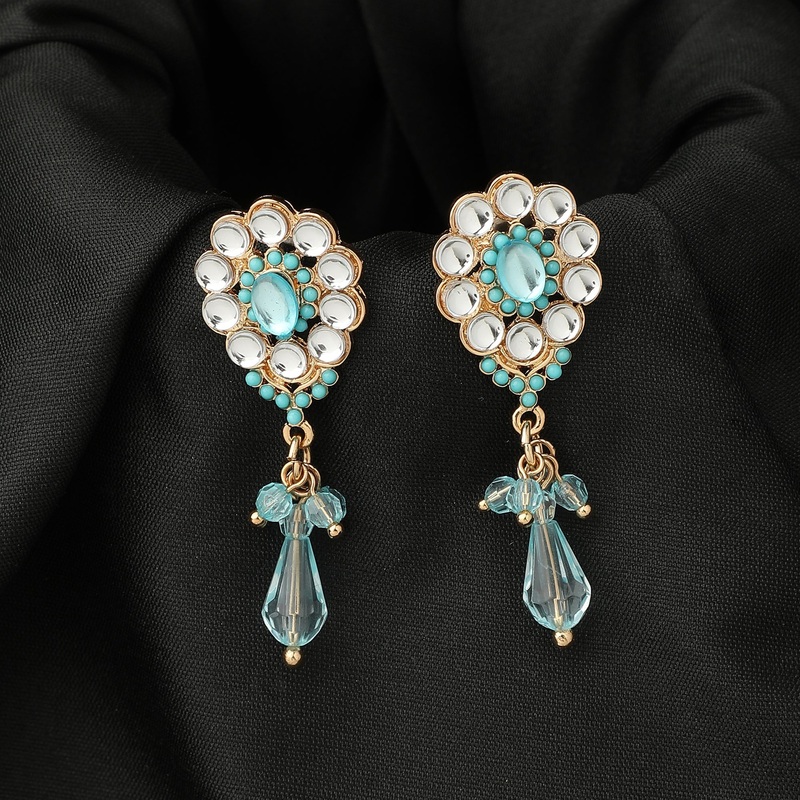 Accessorize London Women's Blue Kundan Earring