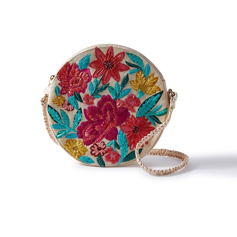 Accessorize London Women's Cotton Multi color Bright floral circle Sling bag
