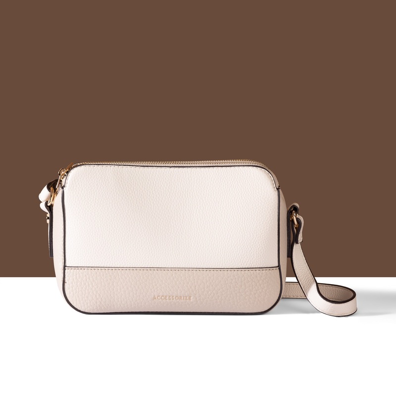 Accessorize London Women's Cream Colour Block Sling Bag