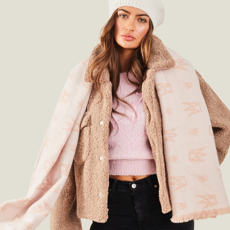 Accessorize London Women's Crown Emblem Jacquard Blanket Scarf