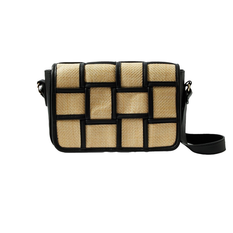 Accessorize London Women's Faux Leather Black Weave Sling Bag