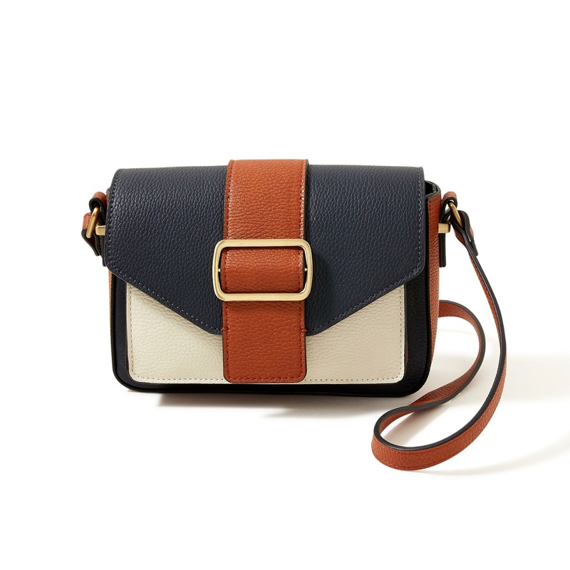 Accessorize London Women's Faux Leather Blue Anne colourblock Sling Bag