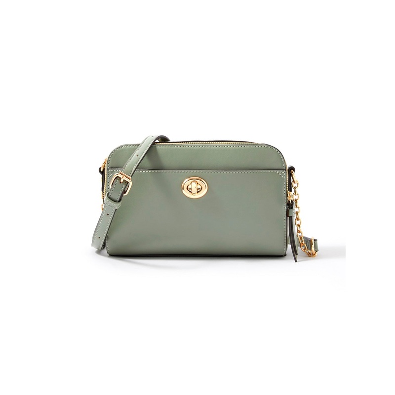 Accessorize London women's Faux Leather Green Leona Lock Sling bag