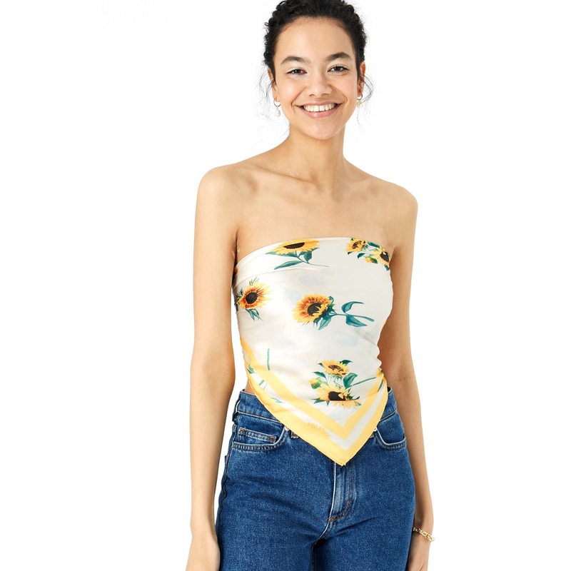 Accessorize London Women's Sienna Sunflower Large Satin Square Scarf