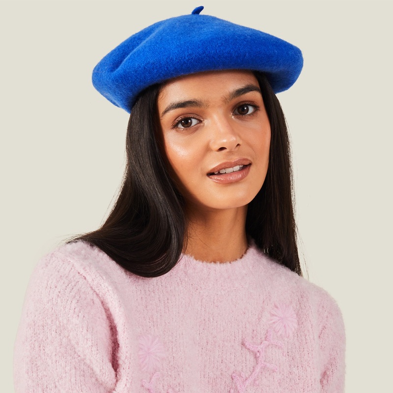 Accessorize London Women's Wool Beret Blue