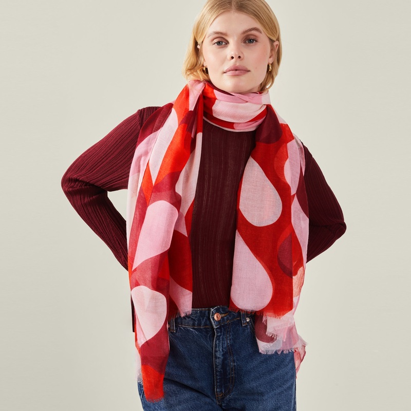 Pink Retro Heart Scarf