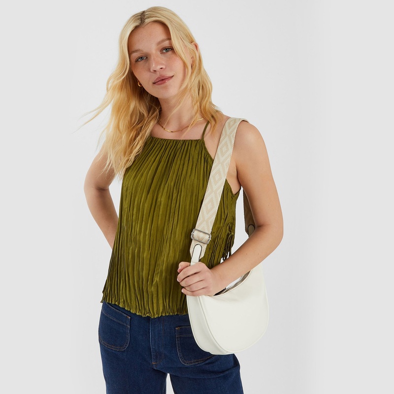 White Webbing Strap Sling Bag