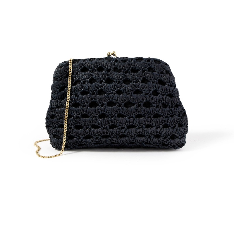 Accessorize London Women's Black Raffia Clutch Party Bag