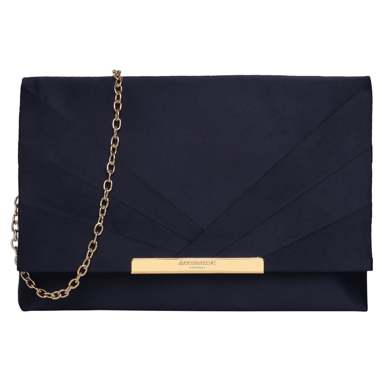 Accessorize London Women's Blue Satin Foldover Clutch