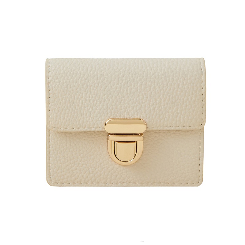 Accessorize London Women's Cream Push Lock Card Holder