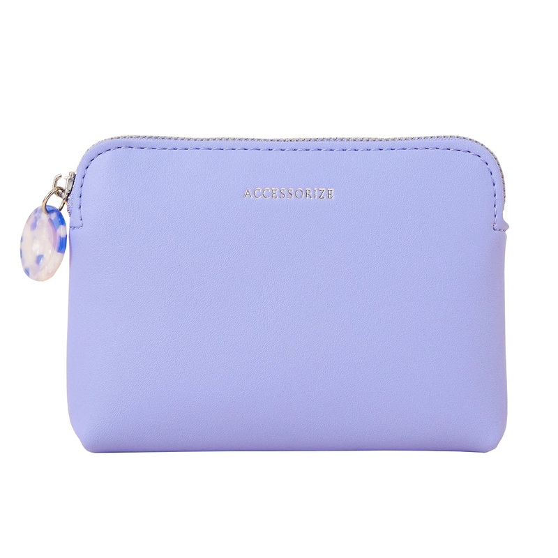 Accessorize London Women's Faux Leather Blue Classic Resin Zip Pull Coin Purse