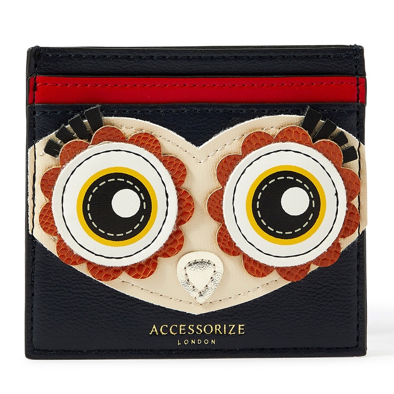 Accessorize London Women's Faux Leather Blue Owl Cardholder