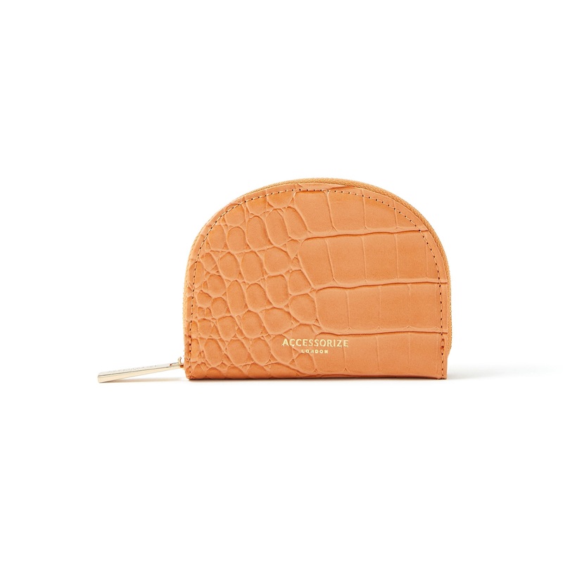Accessorize London Women's Faux Leather Orange Crescent Purse Wallet