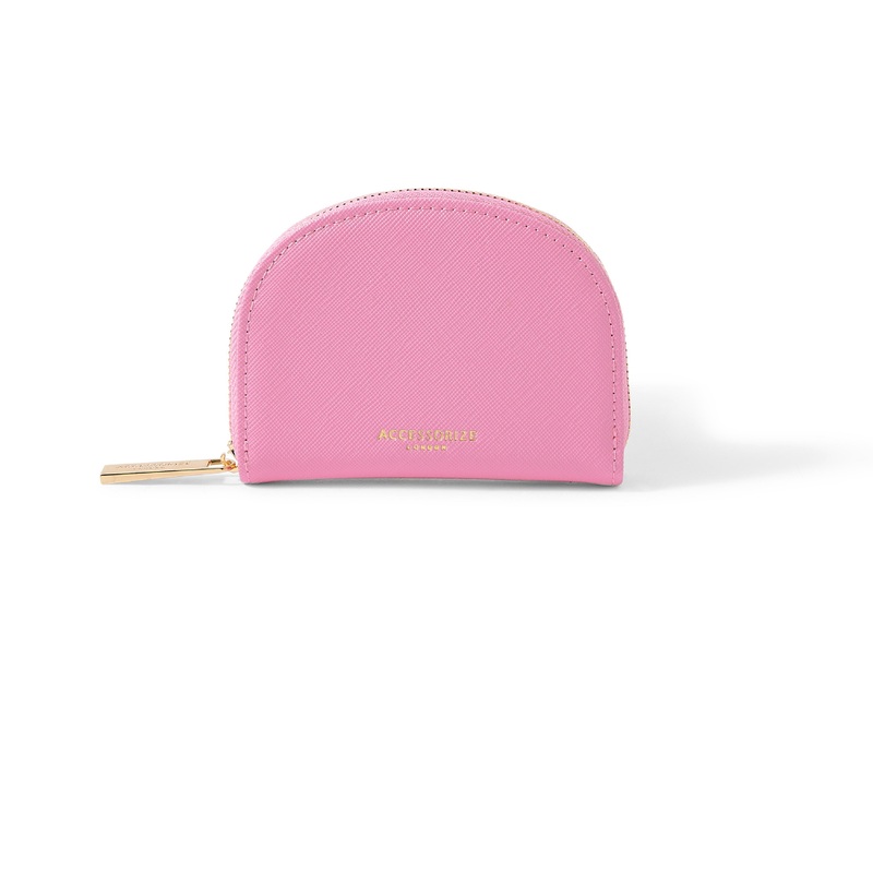 Accessorize London Women's Faux Leather Pink Crescent Purse Wallet