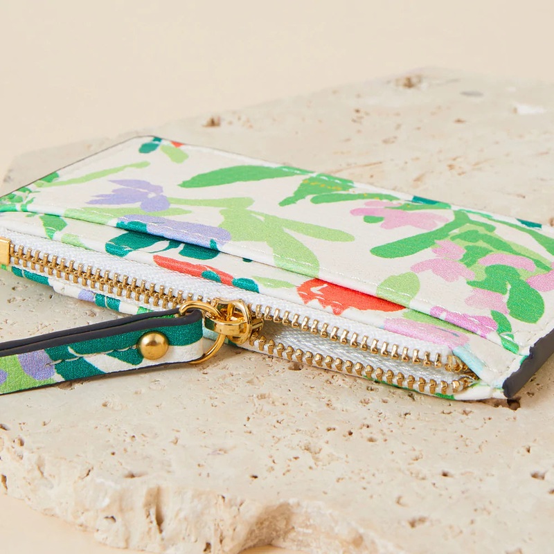 Accessorize London Women's Faux Leather White Floral Print Card Holder