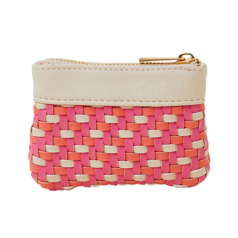 Accessorize London Women's Pink Weave Coin Purse