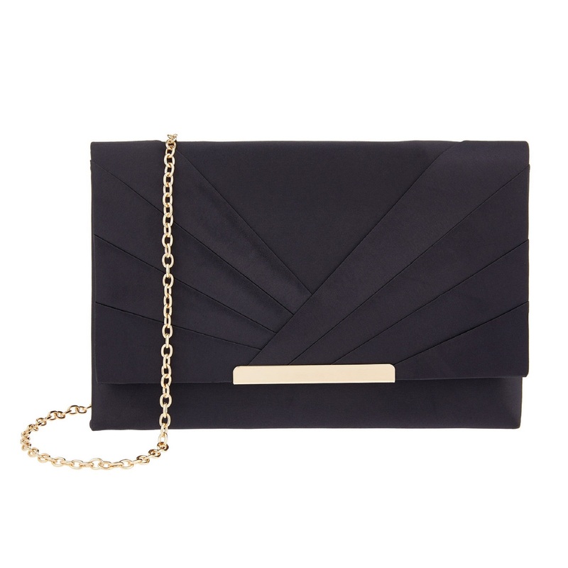 Accessorize London Women's Satin Foldover Navy Blue Clutch