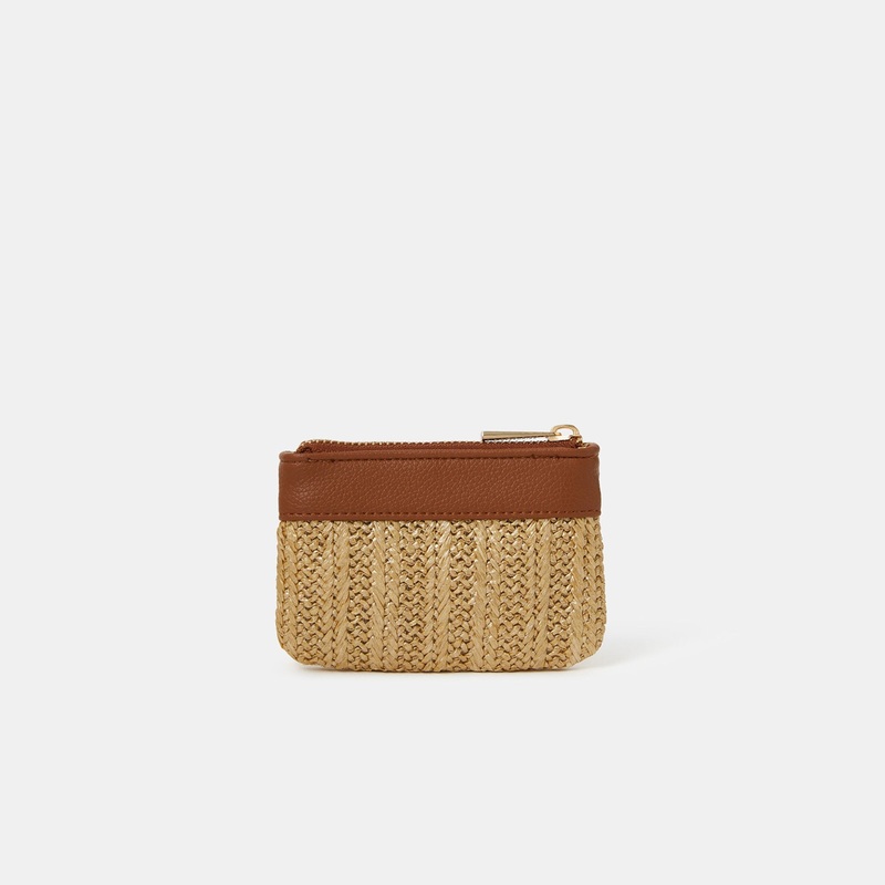 Metallic Raffia Coin Purse