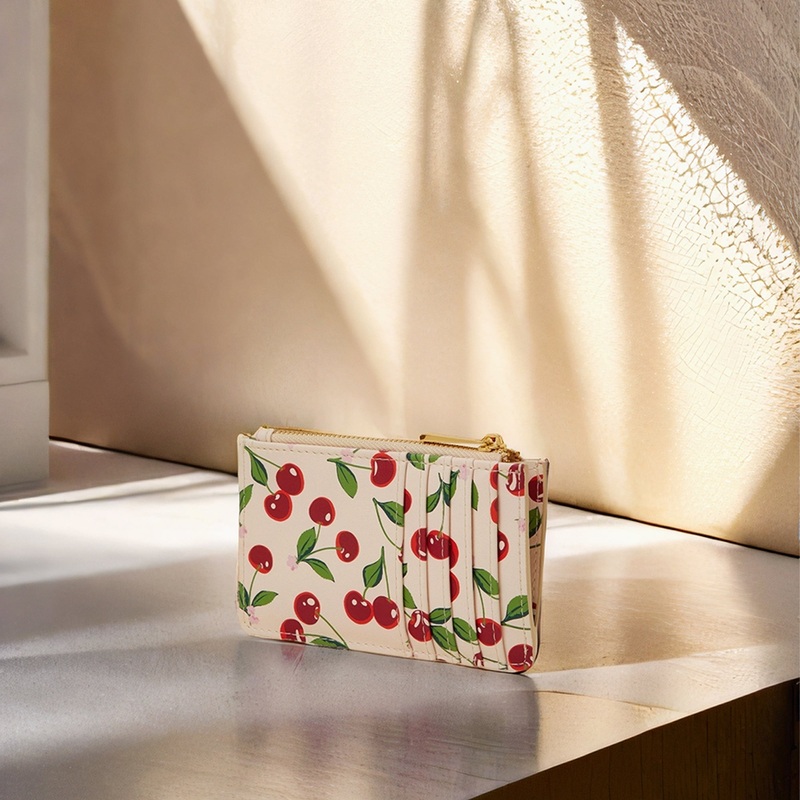 Pink Cherry Print Cardholder