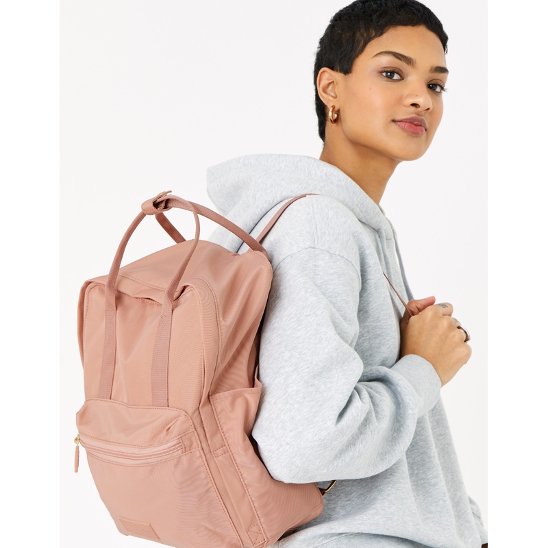 Accessorize London Frida Canvas Salmon Pink Backpack