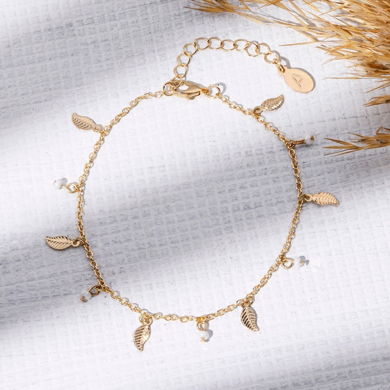 Accessorize London Women's Leaf And Pearl Station Anklet