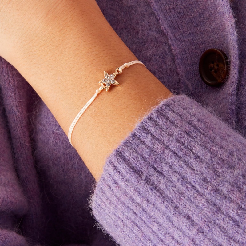 Accessorize London Women's Pink Sparkle Star Friendship Bracelet