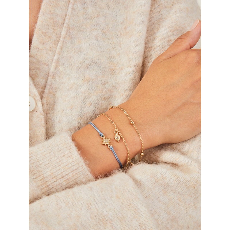 Accessorize London Women's Star Leaf Friendship Bracelet Set Of 3