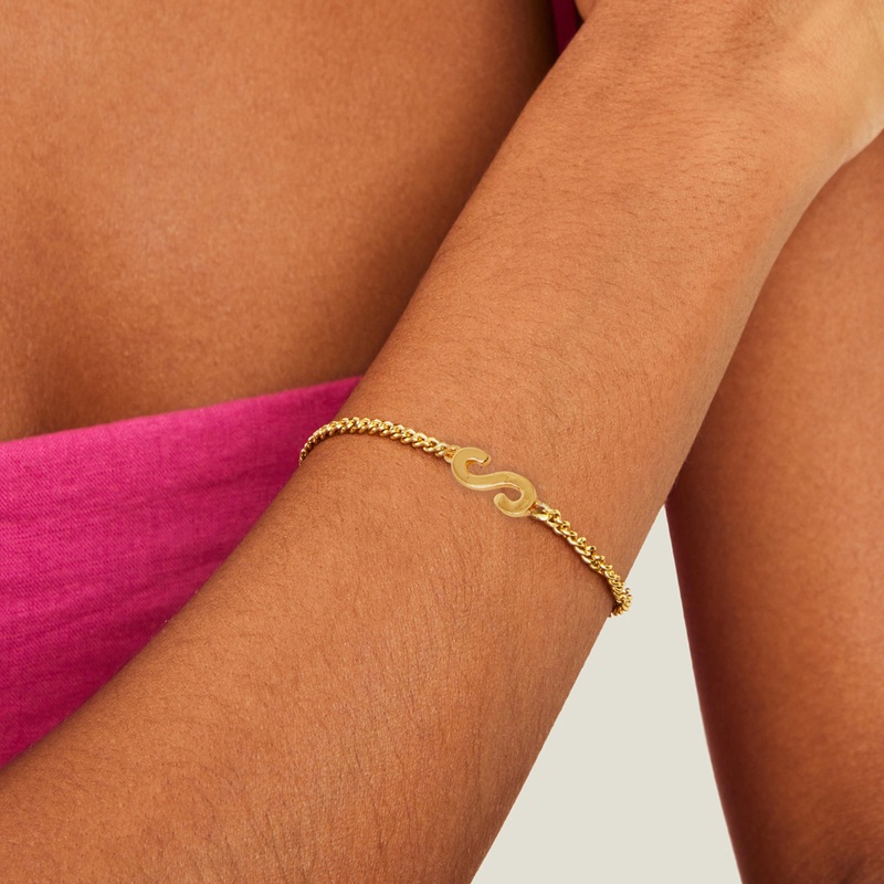 Accessorize London Women's Z Real Gold Plated East West Initial Bracelet Letter S