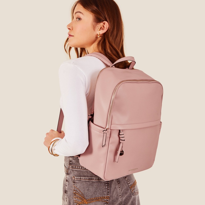 Accessorize London Women's Zip Around Backpack-Light Pink