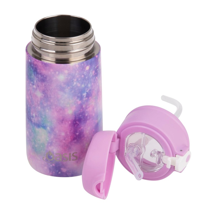 Oasis Kids' Drink Bottle with Sipper Silicone Straw 400ML - Galaxy