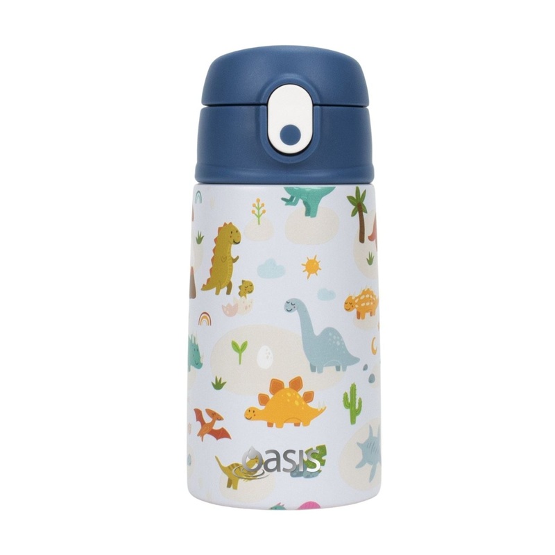 Oasis Kids Water Bottle with Sipper Silicone Straw 400ML - Dino World