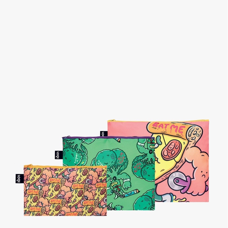 LOQI Artist Zip Pockets - Brosmind - Slasher The Slice & Eat Your Greens Recycled