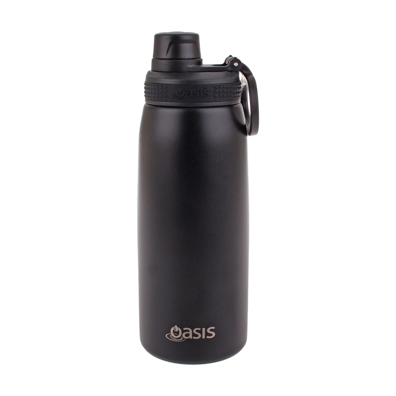 Oasis Stainless Steel Insulated Sports Water Bottle with Screw Cap 780ML - Black