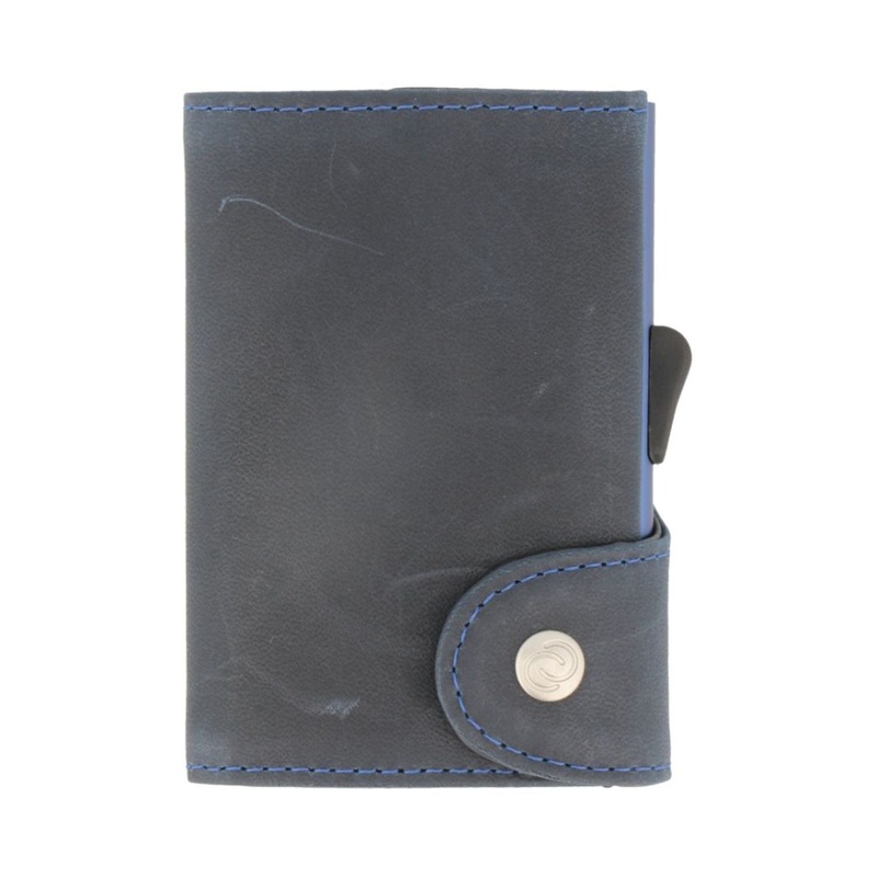 C-Secure Italian Leather Wallet With Coin Pouch (Blue 294C)