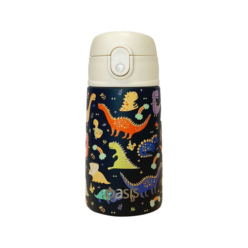 Oasis Kids' Water Bottle with Sipper Silicone Straw 400ML -  Dino Dash