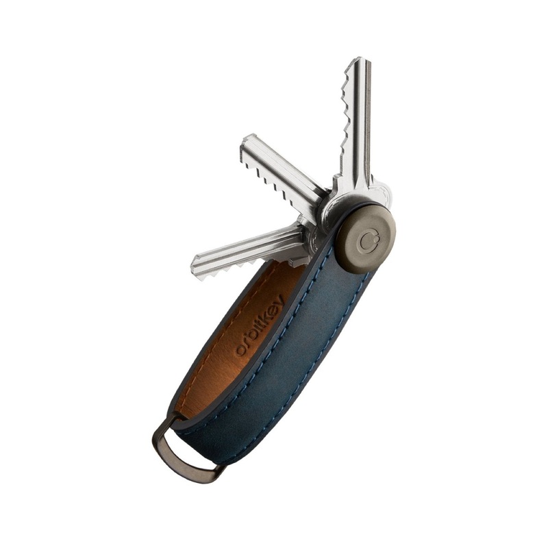 Orbitkey Crazy Horse Leather Key Organiser (Marine Blue/Blue)
