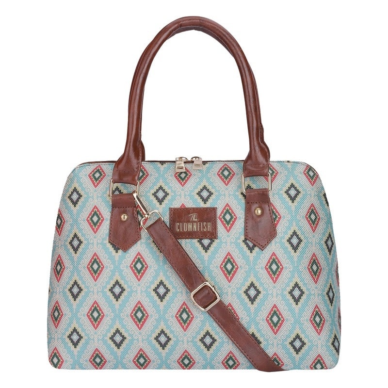 THE CLOWNFISH Montana Series Handbag for Women Office Bag Ladies Purse Shoulder Bag Tote For Women College Girls (Sky Blue- Diamond)