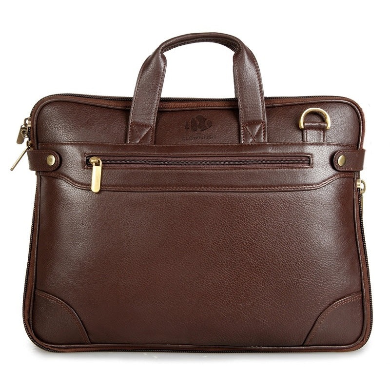 14 inch Leather Laptop & Tablet Messenger Bag - Premium Leather | Padded Shoulder Strap | Brown