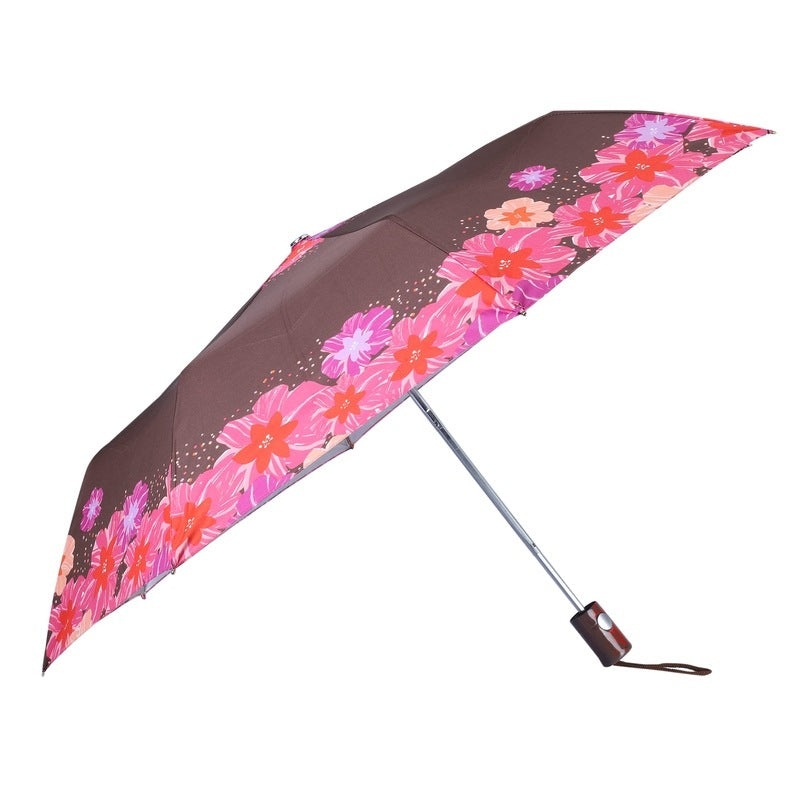 3 Fold Umbrella - Auto Open, Waterproof, Sturdy Grip | For Men & Women | Apricot