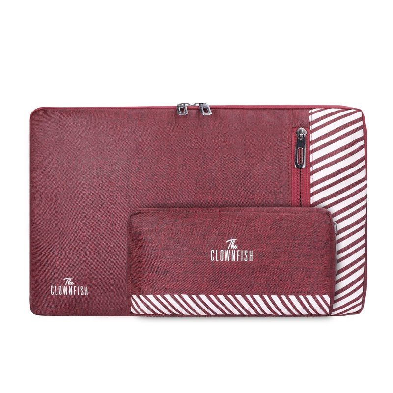 Combo: Polyester 15.6 inch Laptop Sleeve & Multipurpose Pouch | Includes Travel Kit & Pouch | Maroon