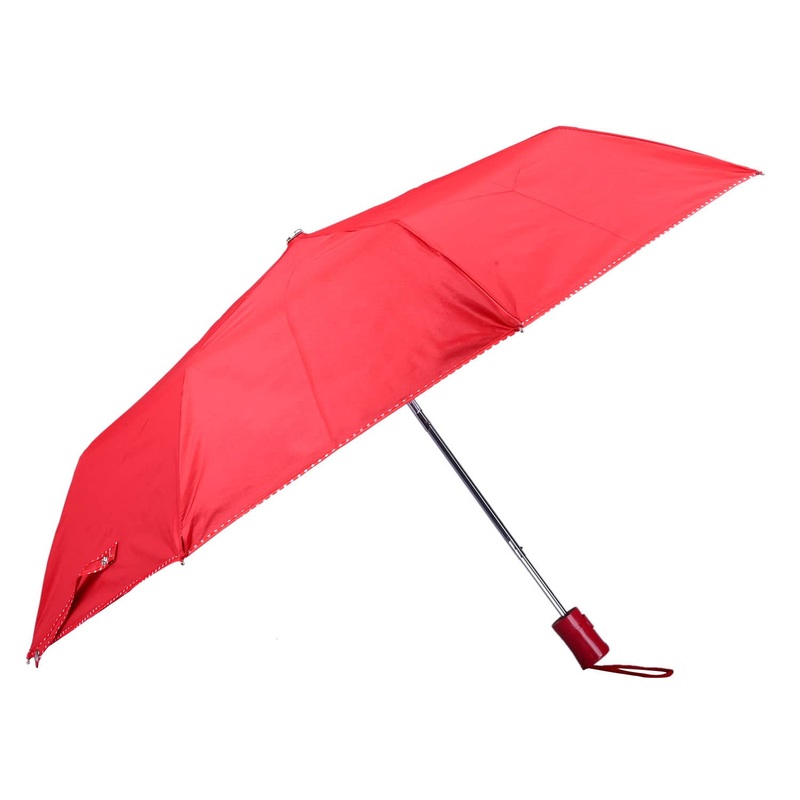 Folding Umbrella - Monochrome Waterproof Design | Auto Open | 32 cm | Red