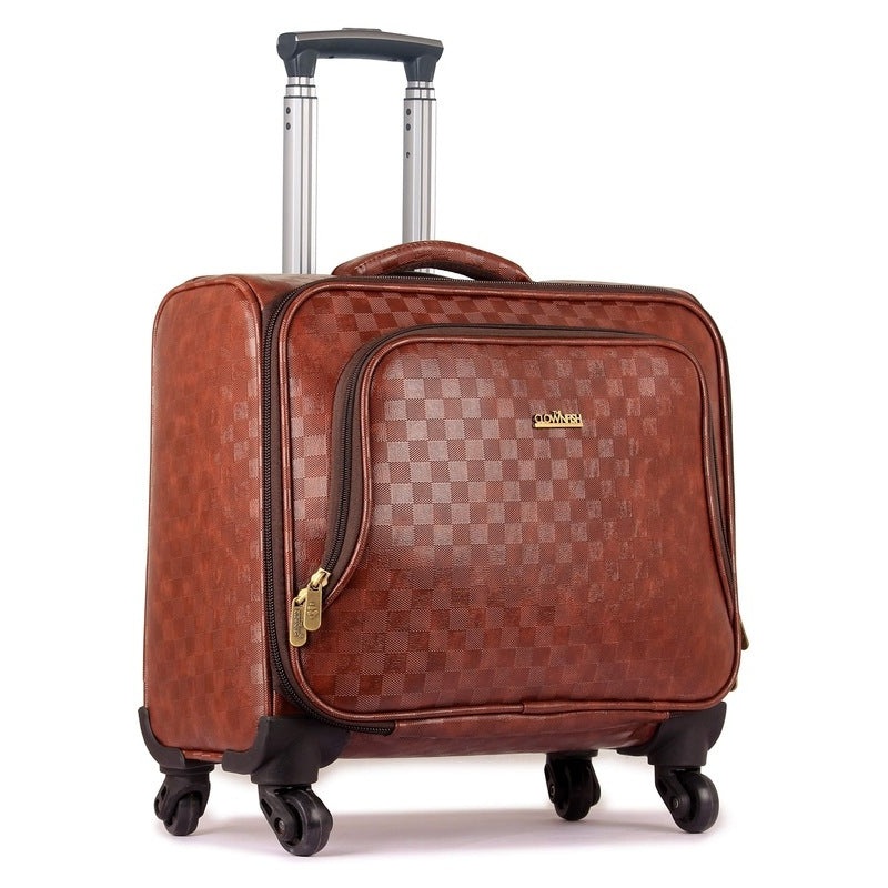 The Clownfish Checkers Unisex Faux Leather 44 LTR Laptop Roller Case (Maroon)