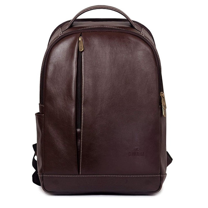 The Clownfish Fredrick 27 liters Faux Leather Mature Laptop Backpack for Men and Women for 15.6 Inch Laptops (Hickory)